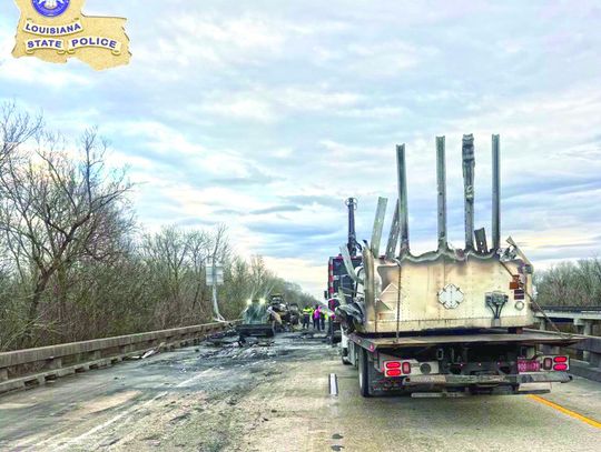 Cleanup crews and Louisiana State Troopers were on the scene of a crash that occurred Friday