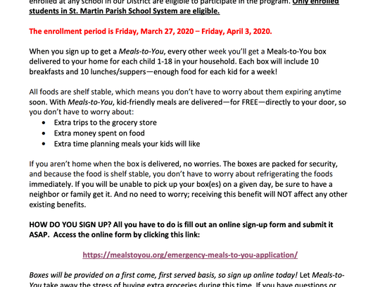 School board  "Meals to You"