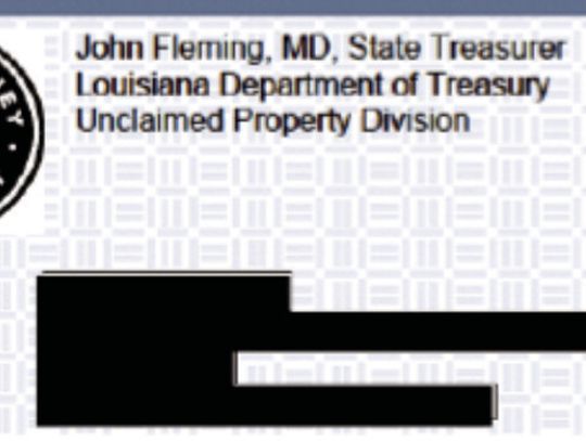 Some parish residents to receive unclaimed property checks totaling $55,893.60