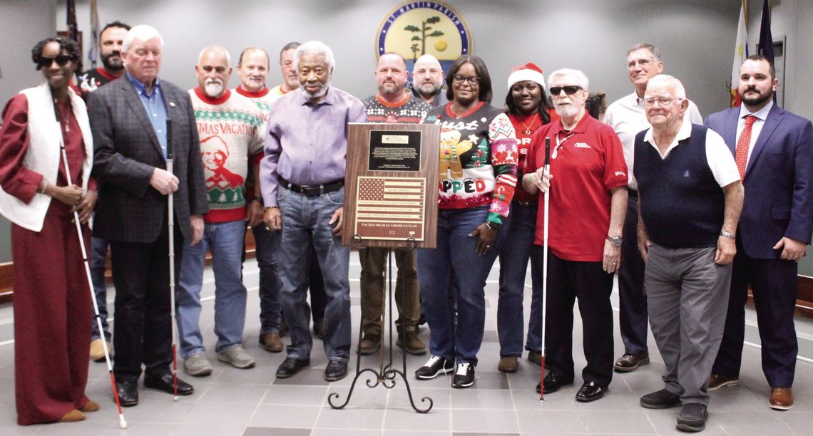 Blind veterans donate flag plaque to SMP government