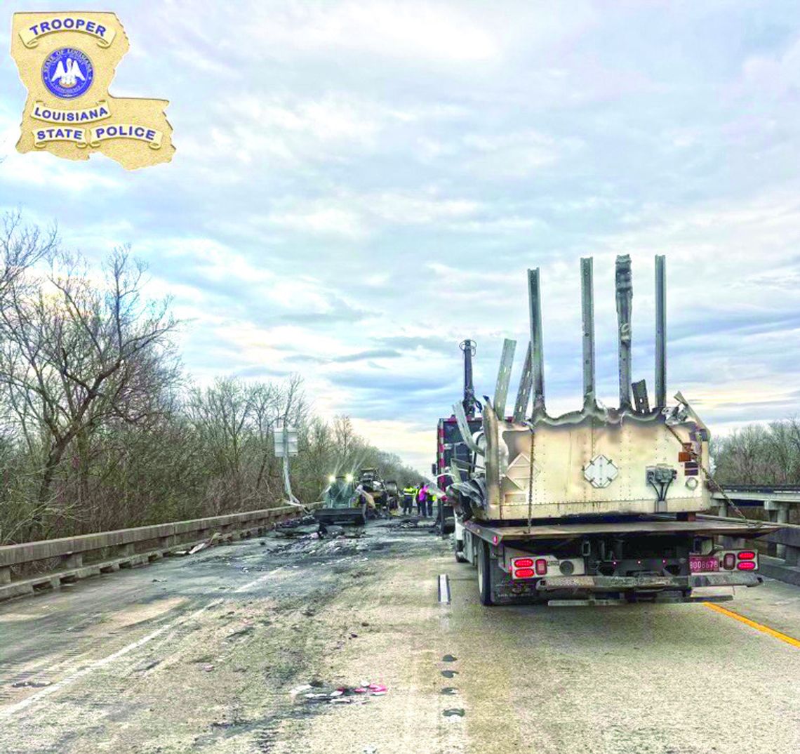 Cleanup crews and Louisiana State Troopers were on the scene of a crash that occurred Friday